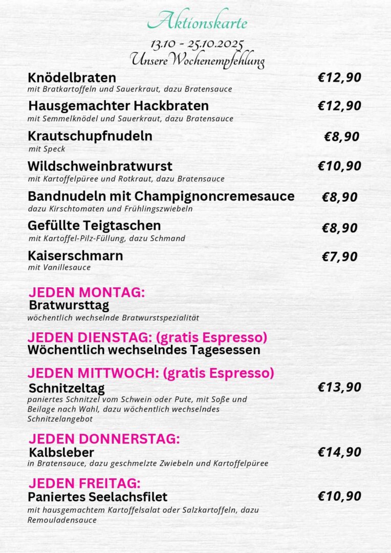 Wochenkarte